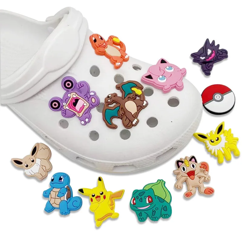 12Pcs Pokemon Shoe Charms Pikachu Shoe Accessories Kawaii Decration Crocs Sandals Kids Gifts