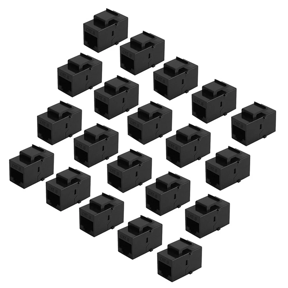 100Pcs RJ45 Connector Keystone Jack Cat6 Extension Coupler Ethernet Network LAN Cat 6 Coupler Jacks Extend Adapter,Black