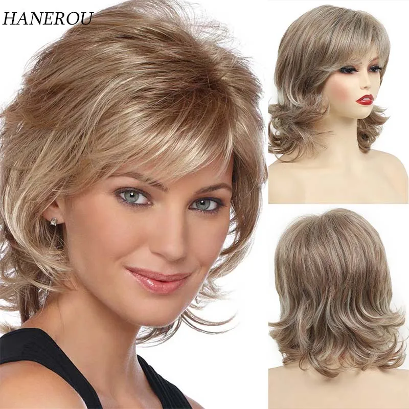 

Synthetic Hair Mixed Brown Wigs for Women Medium Length Curly Wigs Realistic Daily Wear Mommy Wigs