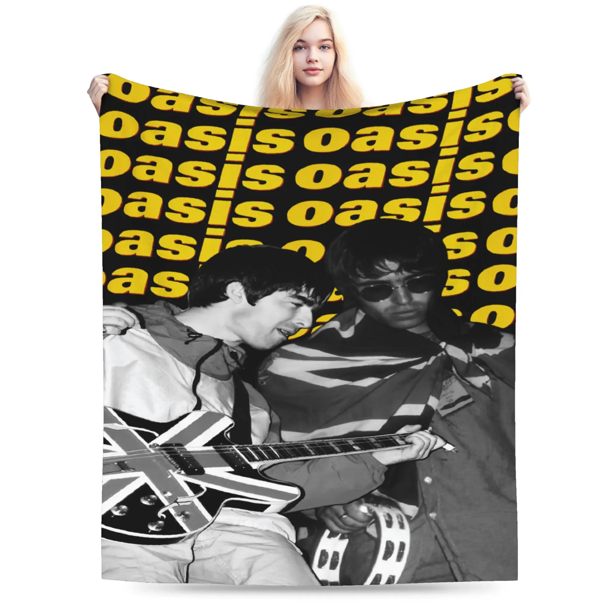 Super Soft Blanket Boy Girl Travel O-Oasis Rock Band Throw Blanket  Flannel Bedspread For Bedroom Comfortable Sofa Bed Cover