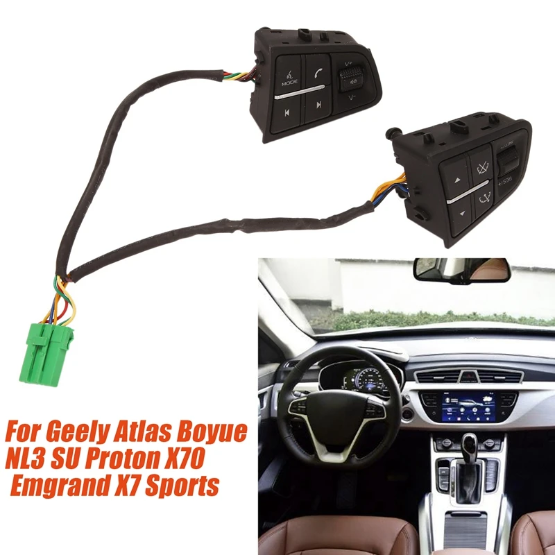 

Car Steering Wheel Button Cruise Audio Switch For Geely Atlas Boyue NL3 SU Proton X70 Emgrand X7 Sports 2016-2018 Accessories