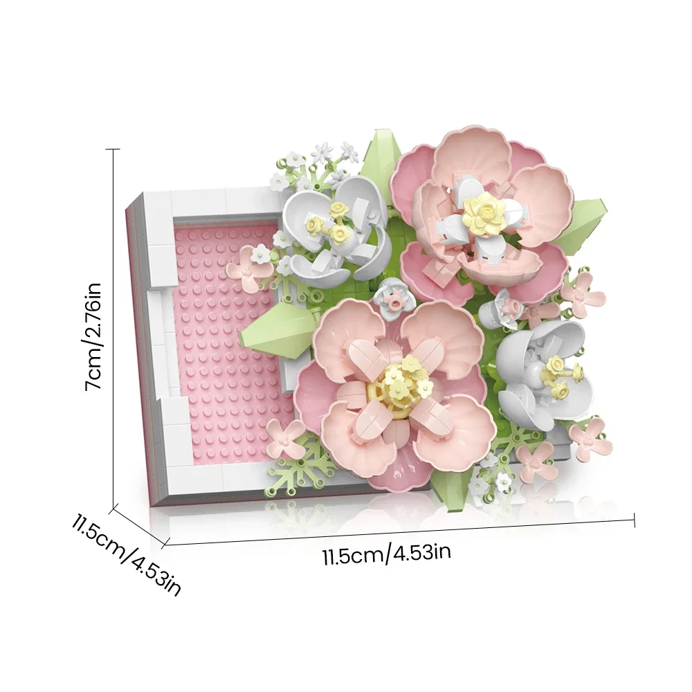 زهرة رف شاشة مايكرو بنة عصاري صغير ثلاثية الأبعاد الماس نموذج لعبة الطوب الأطفال مكتب الديكور اللعب هدايا عيد الميلاد