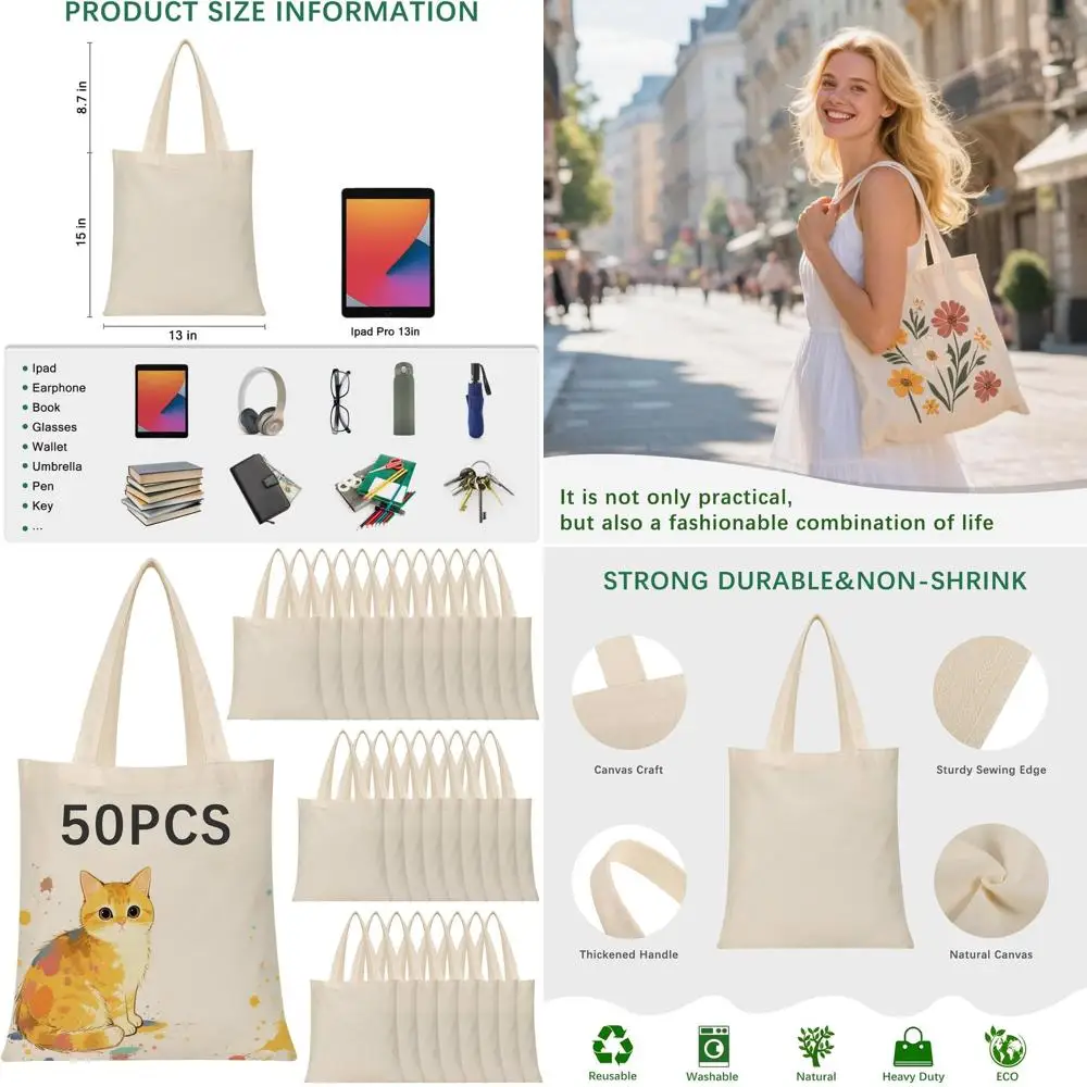 

Wholesale DIY Sublimation Canvas Tote Bags - Blank for Custom Printing