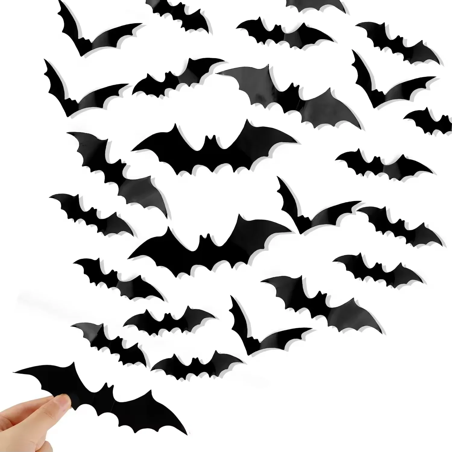 

100pcs Mixed size Halloween Wall Decoration PVC 3D Decoration Scary Bat Halloween Bat wall decoration for home Windows