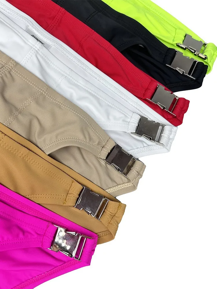 Miosam نمط جديد أزياء الرجال ملخصات السباحة الشاطئ النايلون زر معدني ملابس السباحة جذوع سوبر الراحة مثير السراويل الرياضية