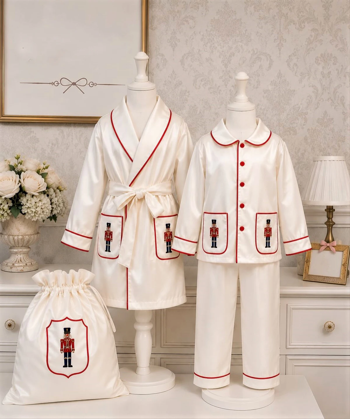 Autumn Baby Boy Girl Nutcracker Embroidered Red Pink Suit Robe Bag For Casual Party Birthday Photography C418