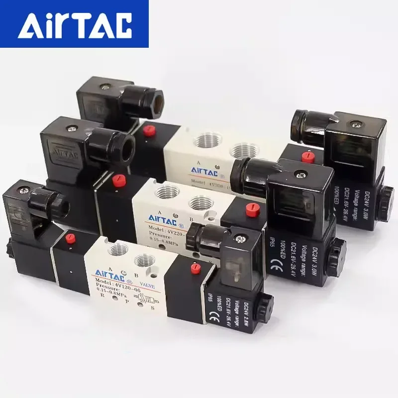 

AirTAC 4V120-06 4V220-08 4V320-10 4v420-15 Solenoid Valve Air Valve Two Position Five Way Reversing Valve 12V 24V 110V 220V