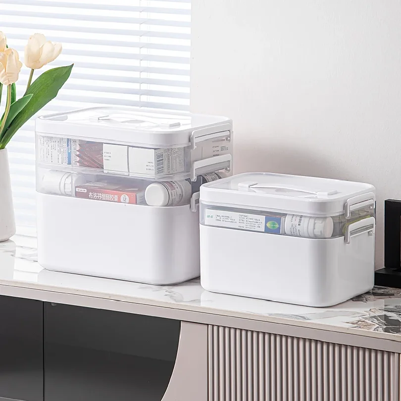 1PCS Large Capacity Storage Box Portable Multi-Layer Medical Medicine Display Cabinet Medical Storage Racks Medicine Storage Box