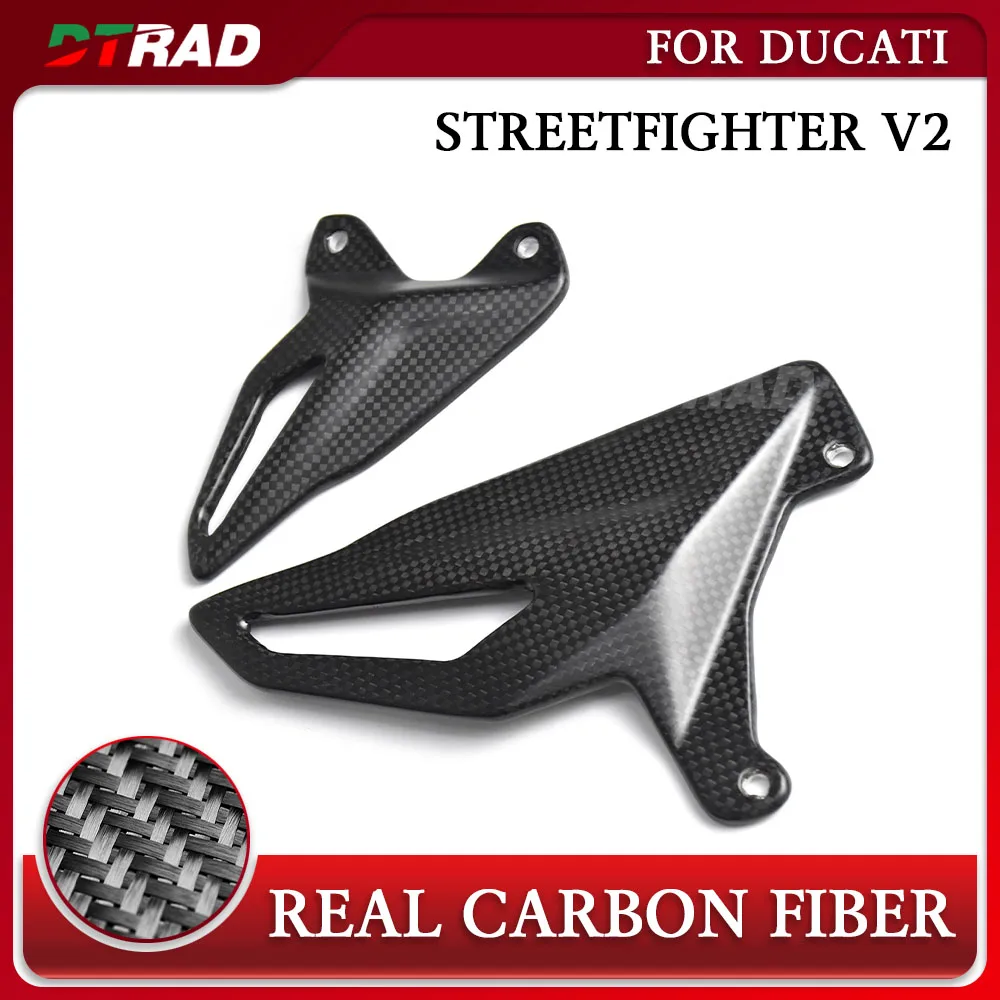

For DUCATI Streetfigher V2 Carbon Fiber Heel Guard Footpeg Wings Footrest Protector Fairing Kit motorcycle Modified Accessories