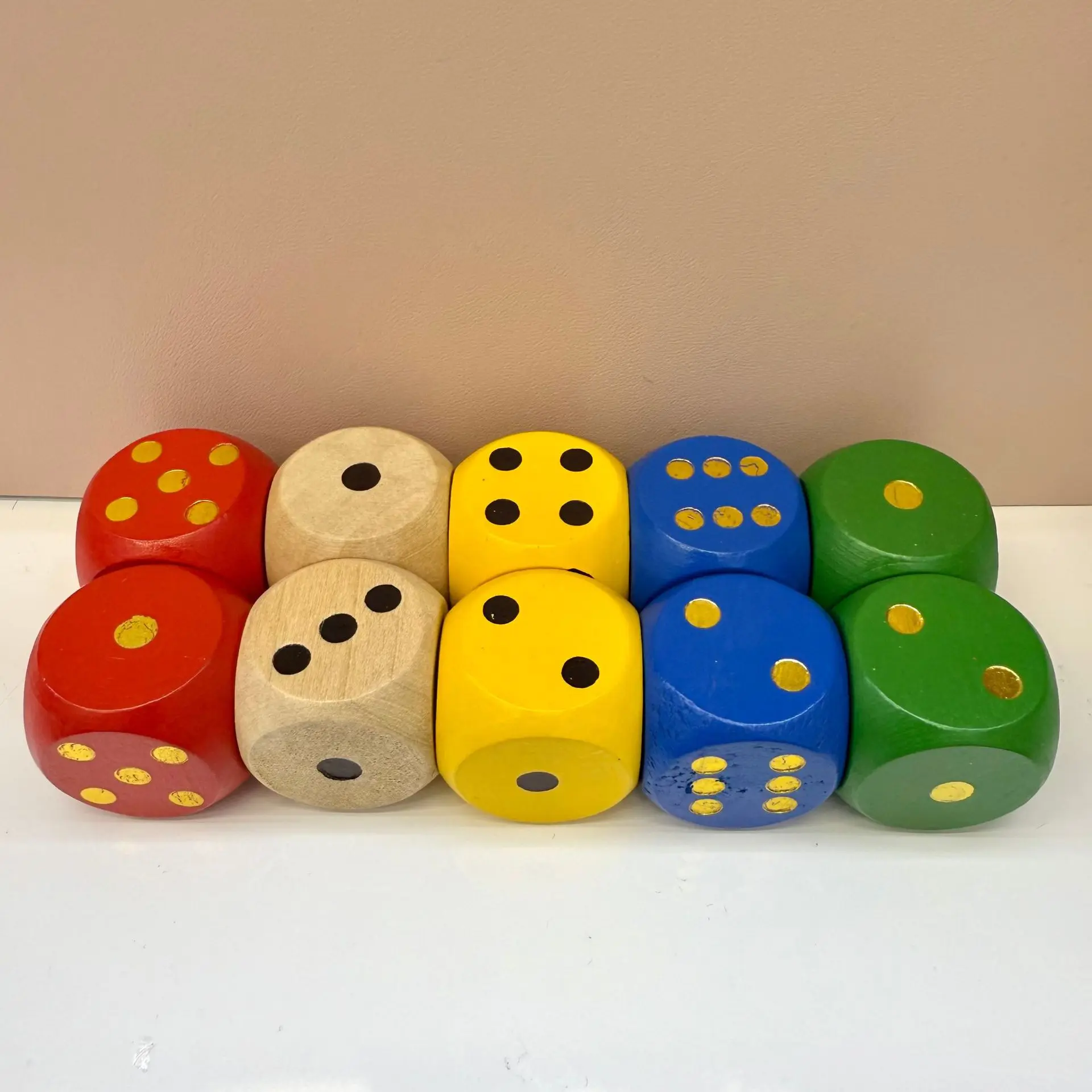 Dados de madera redondos para beber, juego de puntos de madera maciza de colores grandes, 40mm, 1 unidad