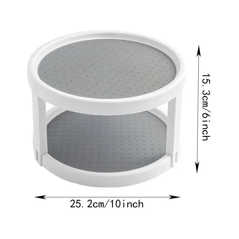 

2 Tier Non Skid Spice Rack Turntable, Spinning Organizer, Non Skid Lazy Susan Turntable, 360° Rotating Seasoning Organizer