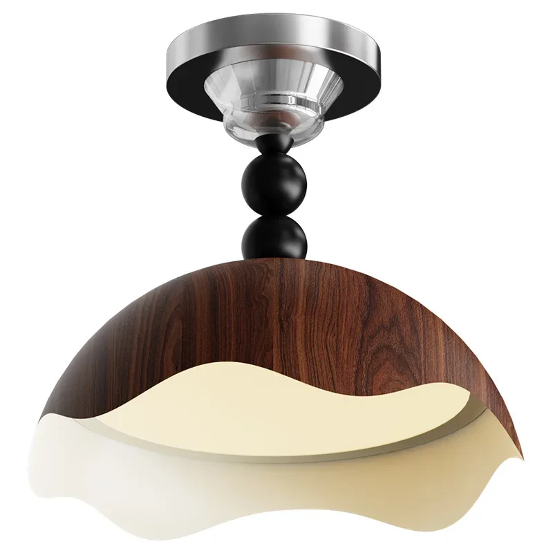 

French medieval bedside chandelier, retro light luxury walnut color aisle corridor light