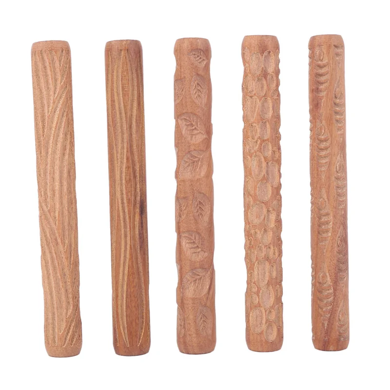 

50PCS Pottery Tools Wood Hand Rollers For Clay Clay Stamp Clay Pattern Roller-B51B