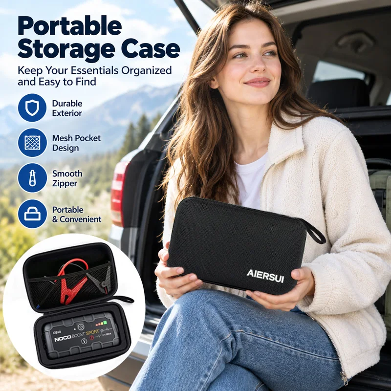 AIERSUI Newest Hard EVA Outdoor Travel Case Bag for NOCO Boost GB20/GB30/GB40 12V UltraSafe Lithium Jump Starter Storage Bag