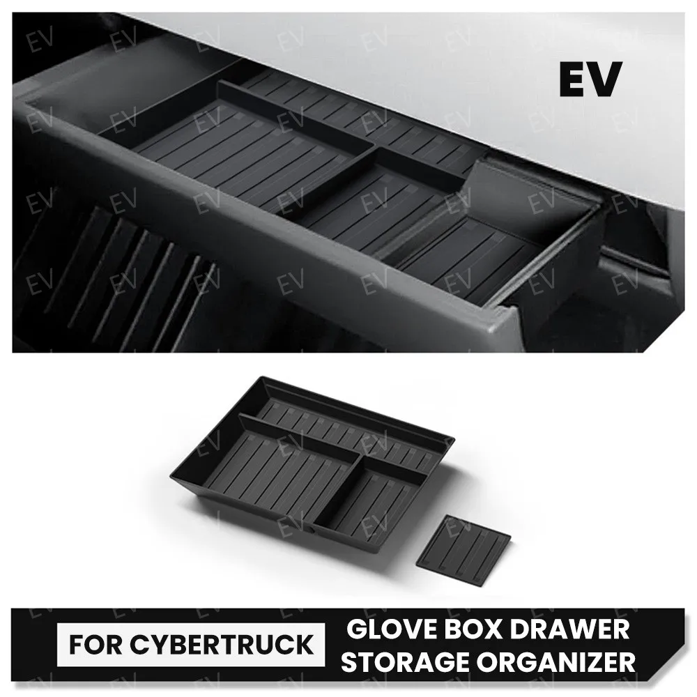

Glove Box for Tesla Cybertruck 2023 2024 2025 TPE Center Console Anti-Slip Organizer Tray Storage Box