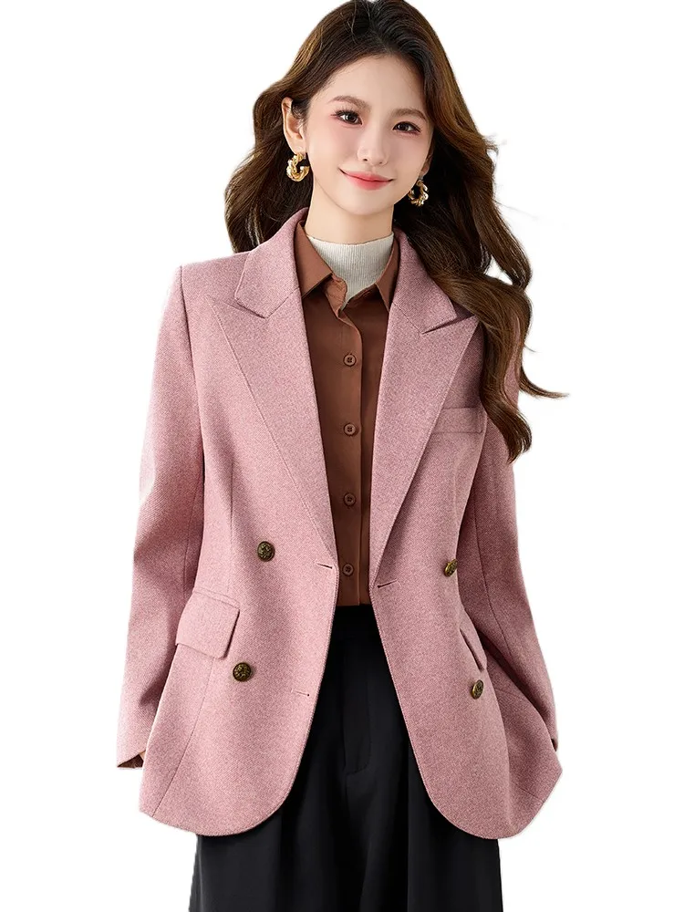 

Gray Pink Coffee Solid Women's Winter Blazer Ladies Female Business Work Jacket