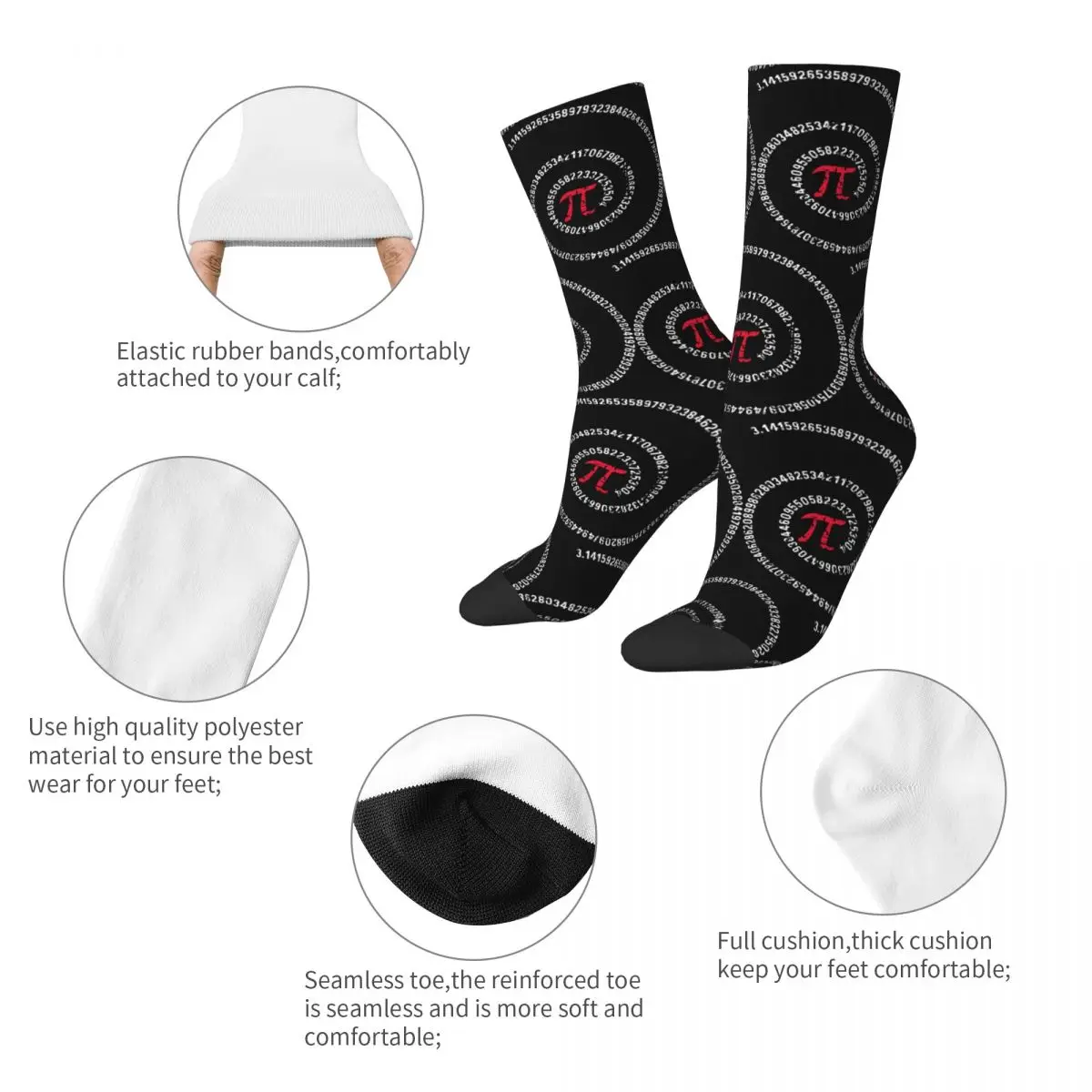 Fibononacci Happy Pi Day 3.14 Merchandise Men Women Socks Cozy March 14th High Quality Middle Tube Stockings Soft Gifts