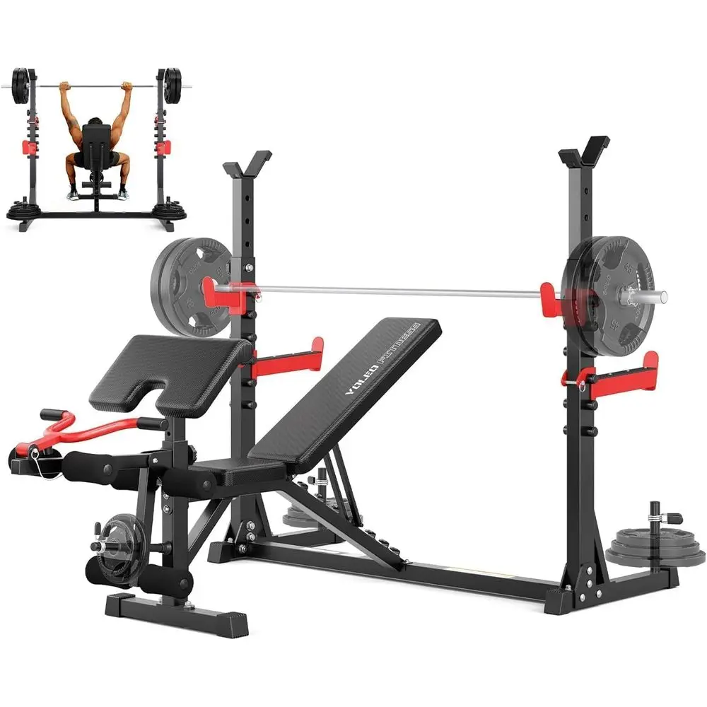 All-in-One Verstellbare Hantelbank für Ganzkörper-Workouts: Bankdrücken, Beinstreckung, Preacher Curl und mehr