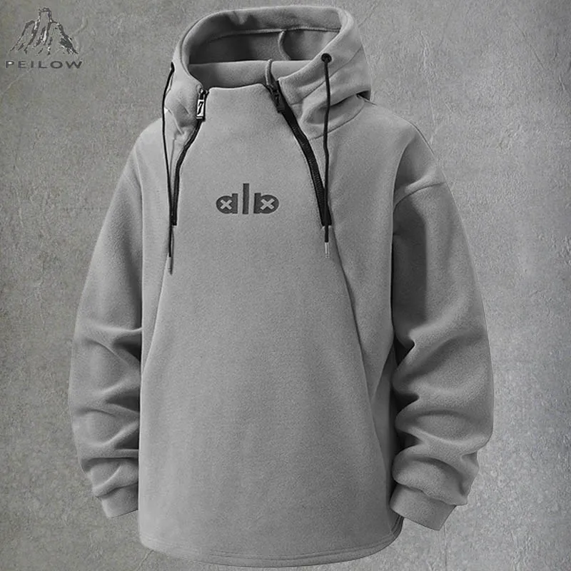 Autumn winter new style polar fleece jacket men casual half-open Hoodies clothing velvet Coats thickened lambswool men's sweater