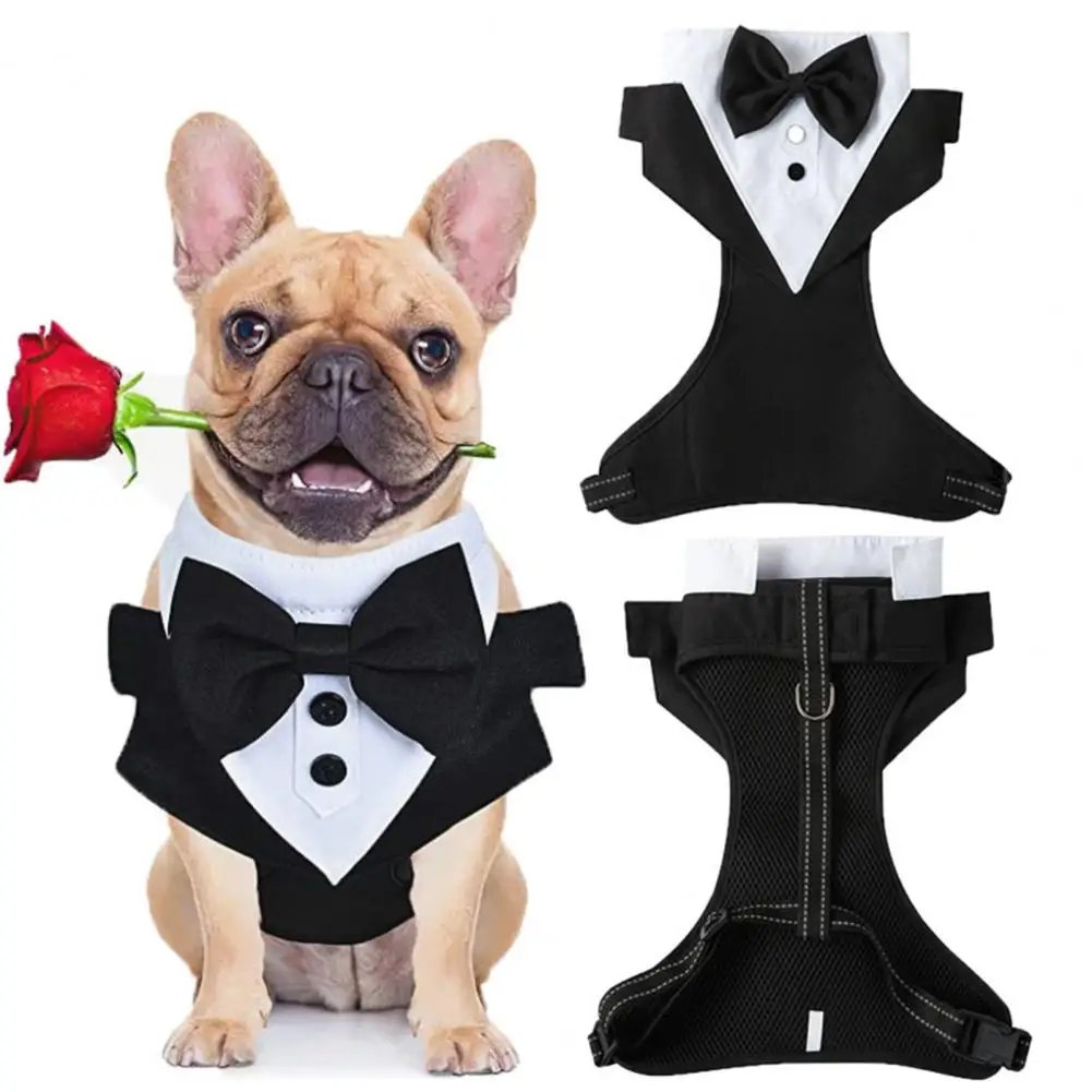 Attractive Adjustable Neck Circumference Chihuahua Christmas Cat Costume Breathable Soft Dog Wedding Suit for Spring