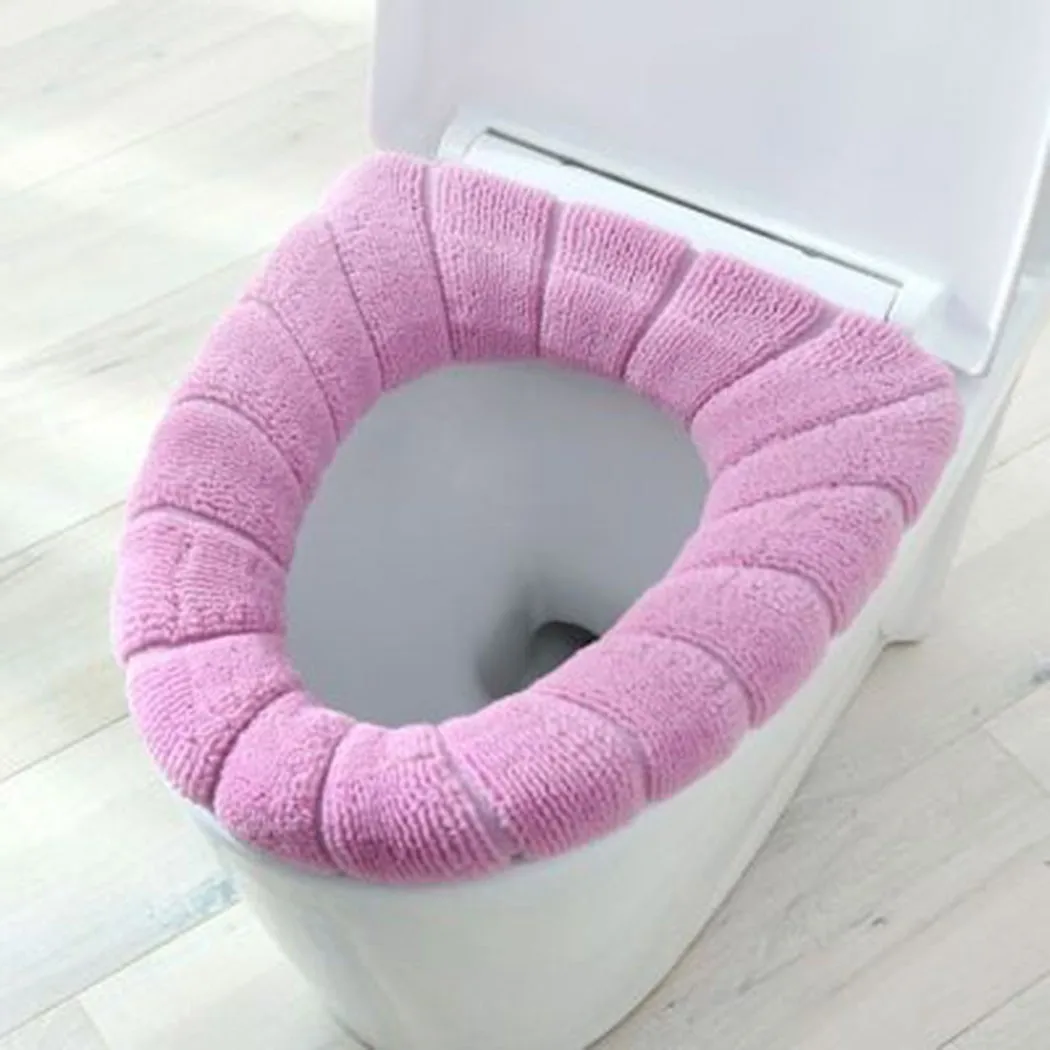 Winter Warm Toilet Seat Cover Mat Bathroom Toilet Pad Cushion With Handle Thicker Soft Washable Closestool Warmer Accessories