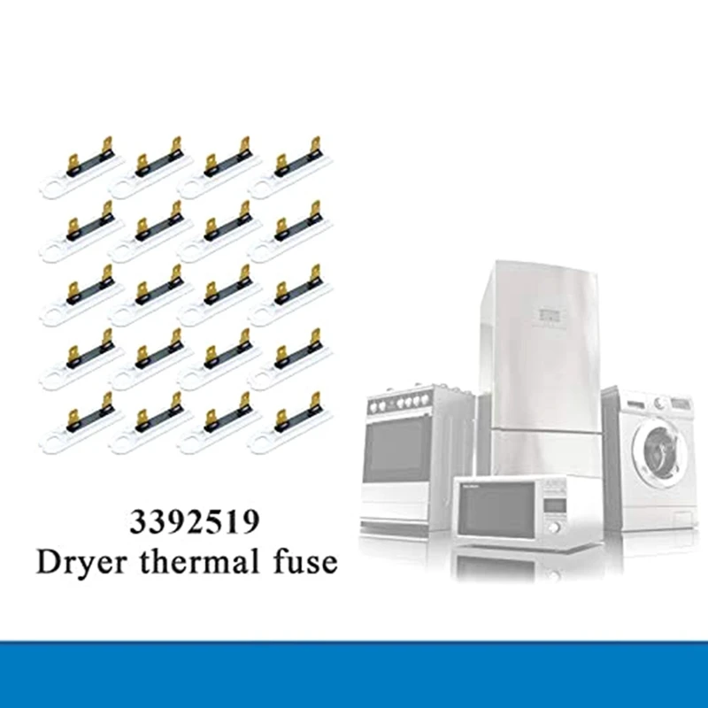 Fusibile per asciugatrice da 20 pezzi fusibile per lavatrice per elettrodomestici 3392519 per Whirlpool Kenmore Roper
