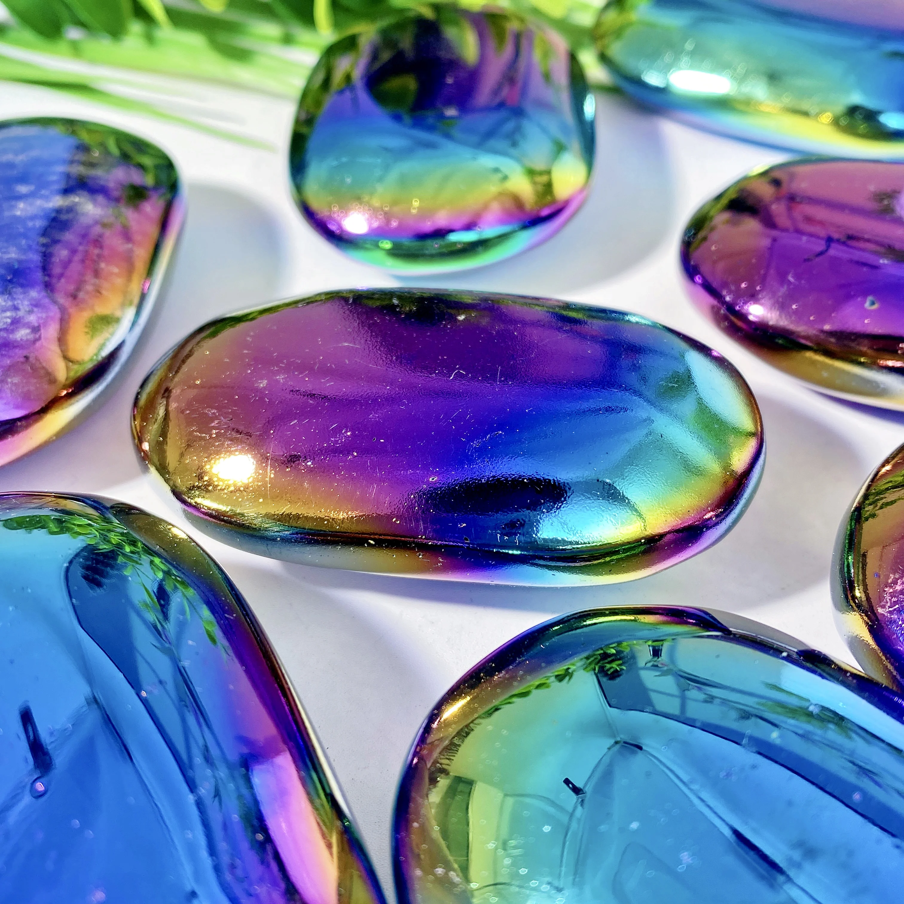 1PC High Quality Aura Obsidian Palm Natural Crystal Palm,Gemstone Jewelry,Glitter, Healing crystal，Birthday gift，Girlfriend gift