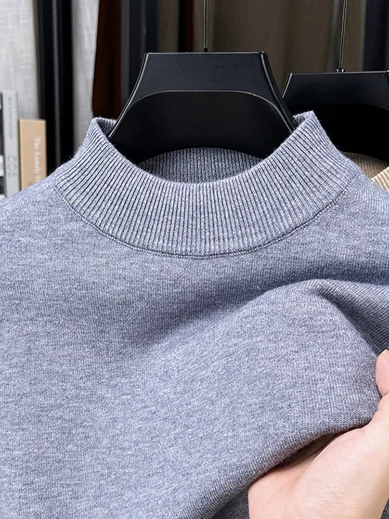 

Men's Thiened Knitted Sweater round Ne Base Layer Loose Winter Warm Top Color Casual Busin Faion
