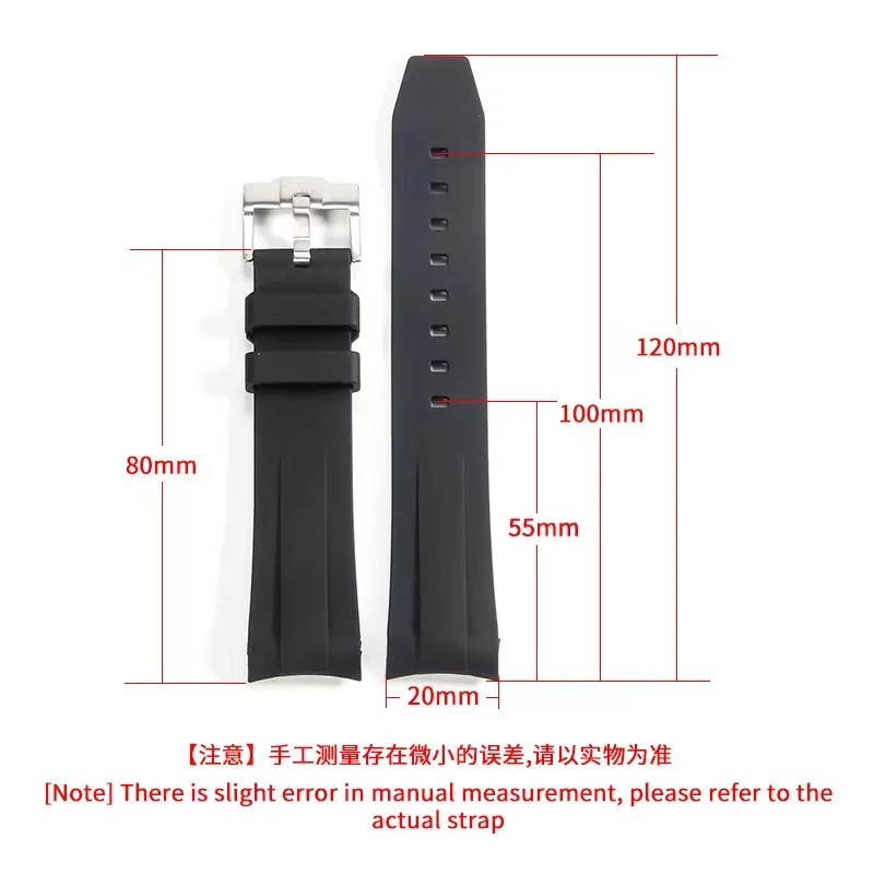 Suitable for  watch strap black t strap 20mm arc mouth silicone strap male image 6