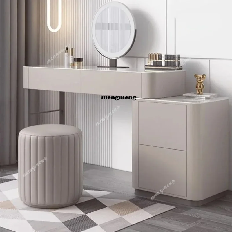 

Stool White Wooden Dresser Vanity Modern Mirror Make Up Bedroom Dressers Mirrors Drawer Luxury Tocador De Maquillaje Furniture