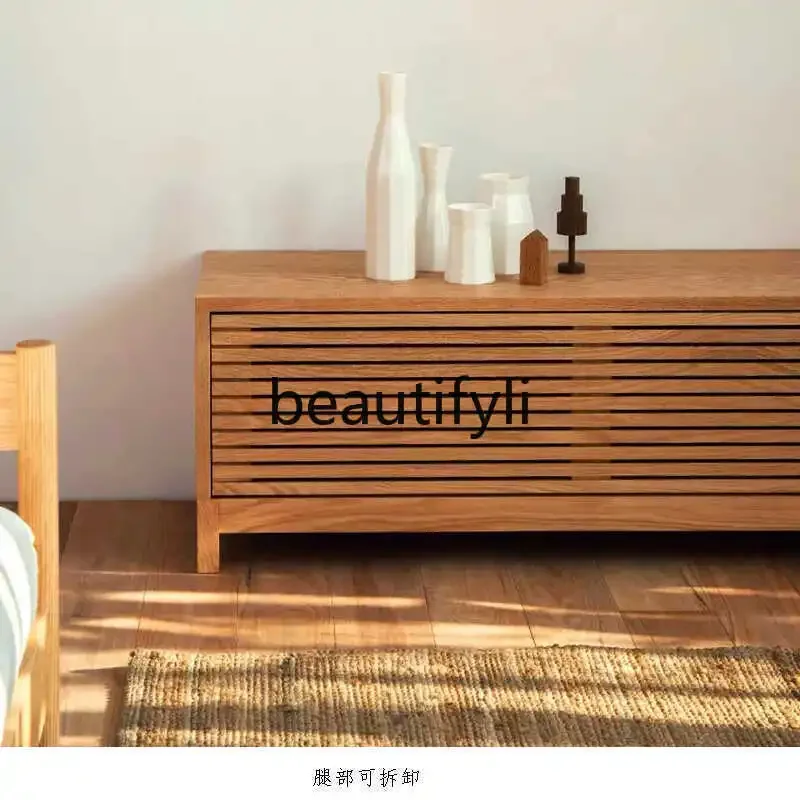 

Nordic solid wood TV cabinet Japanese log wind small apartment ash wood storage cabinet floor cabinet wabi sandy wind