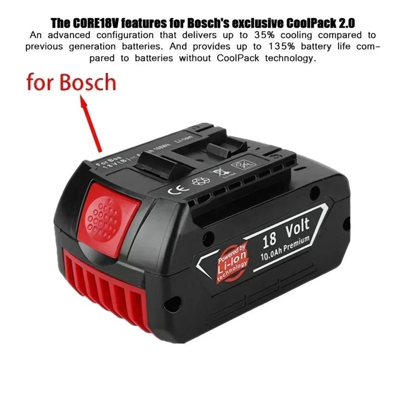 2024-New Bosch 18V 10000mAh Lithium-ion Rechargeable Battery Bat609, Bat609g, Bat618, Bat618g, Bat614, Bosch Drill+ Charger