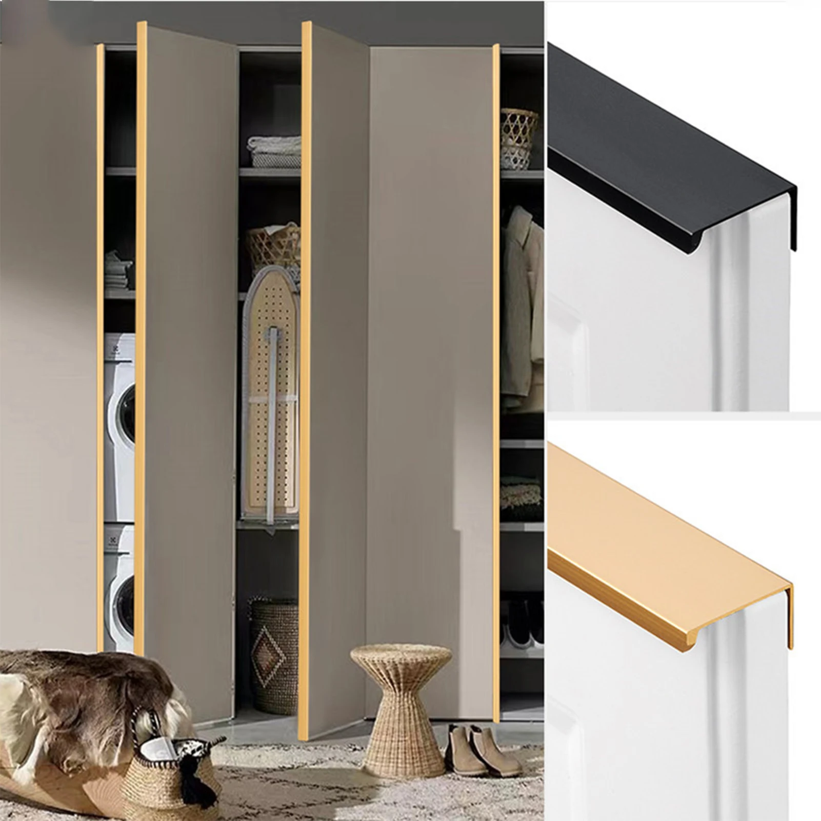 Strip Aluminium Alloy Kitchen Handles Comfortable Grip Ergonomic Design Suitable For Drawers