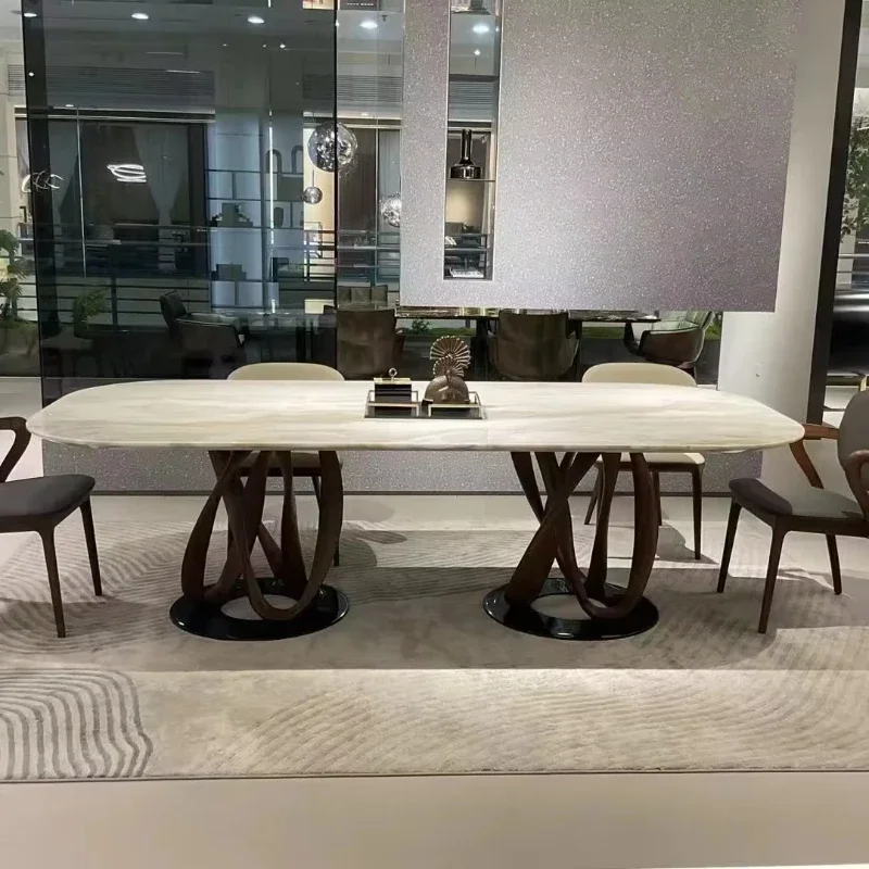 

Factory supply accepts black wooden legs extra large long dining table artificial marble restaurant