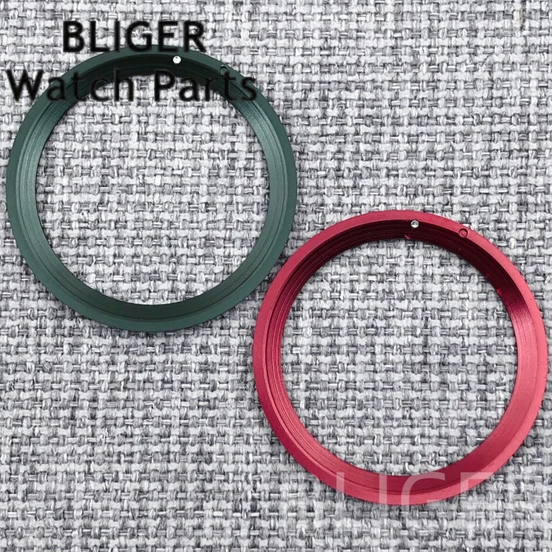 BLIGER Vintage 30.6mm*38mm Aluminum Brushed Red Green Watch Bezel Rose Gold Number Index Luminous Fit 40mm/41mm Watch Case Parts view 2