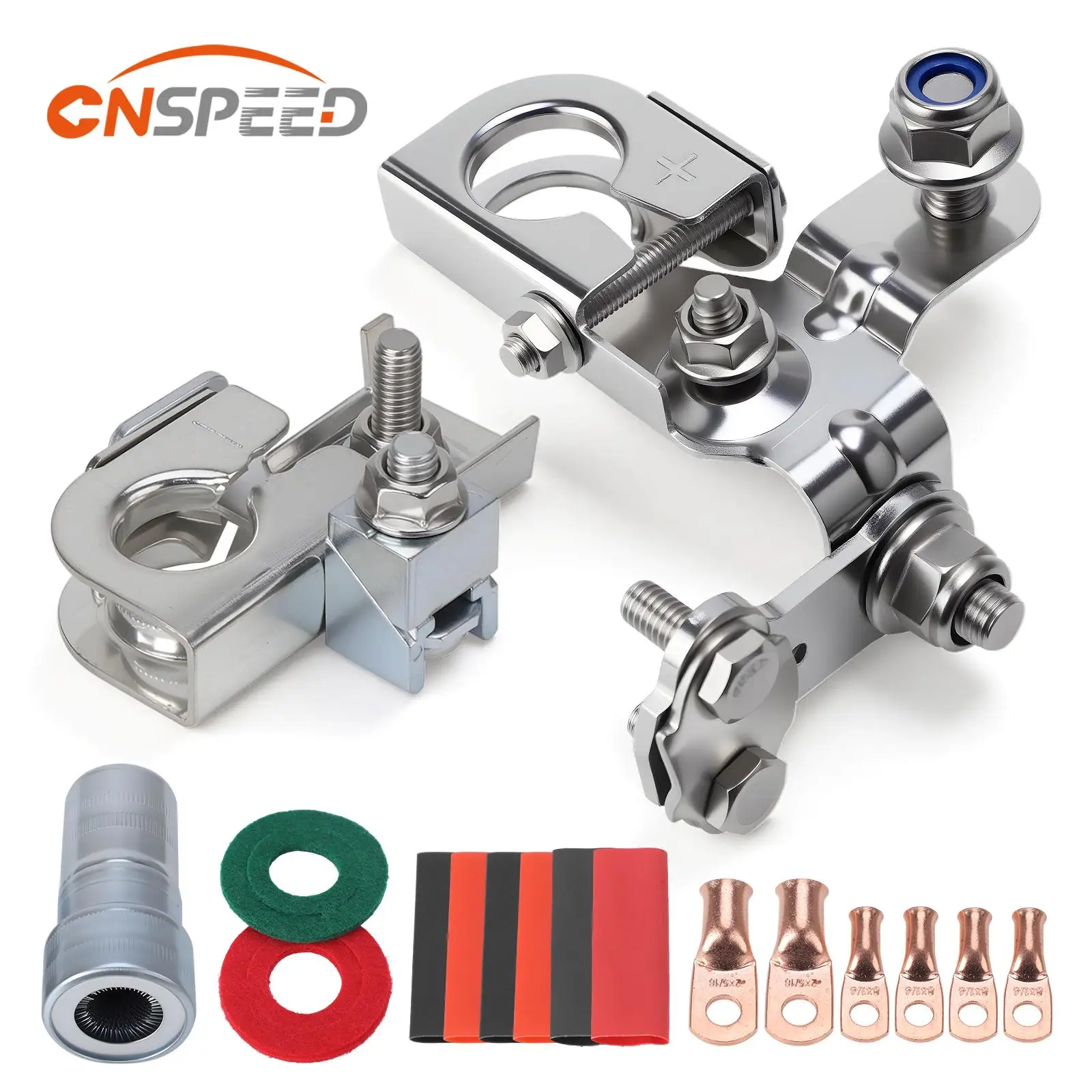 CNSPEED Car Positive & Negative Battery Terminal Connector & Cleaner For Ford F-150 Edge Lincoln MKX OEM AL3Z14300A BT4Z14450AA