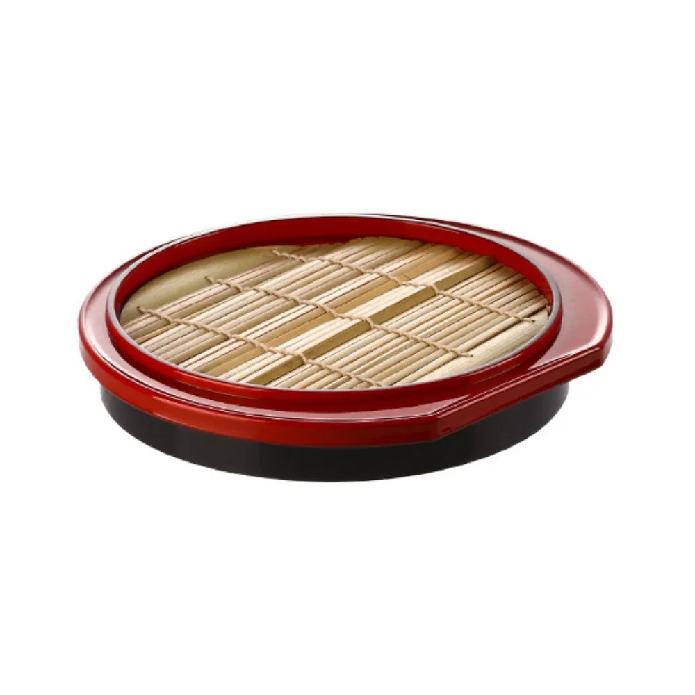 

Japanese Style Cold Noodle Dish with Bamboo Mat Multipurpose Soba Noodles Plate Plastic Fashionable Sushi Food Tray Party