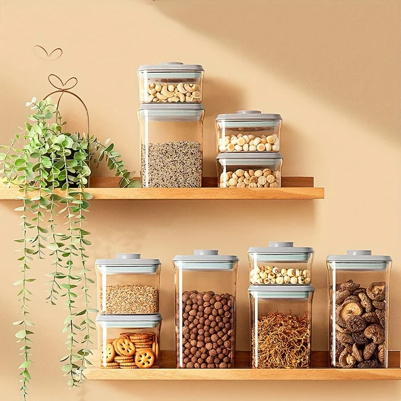 1 piece of cereal storage box, storage tank, press type food grade snack candy plastic storage tank, sealed box