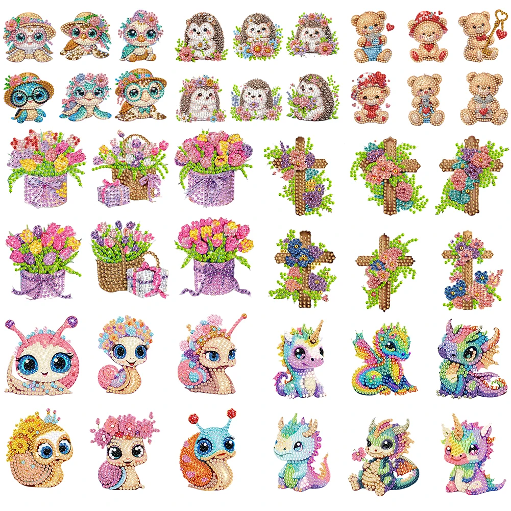 6 ชิ้นอะคริลิคน่ารักรูปแบบเพชรภาพวาดแม่เหล็กตู้เย็นเพชร Art ตู้เย็นแม่เหล็กสติกเกอร์สําหรับตกแต่งบ้าน