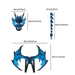 Kids Dragon Costume Wing Tail Face Cover Set for Carnivals Dancing Party