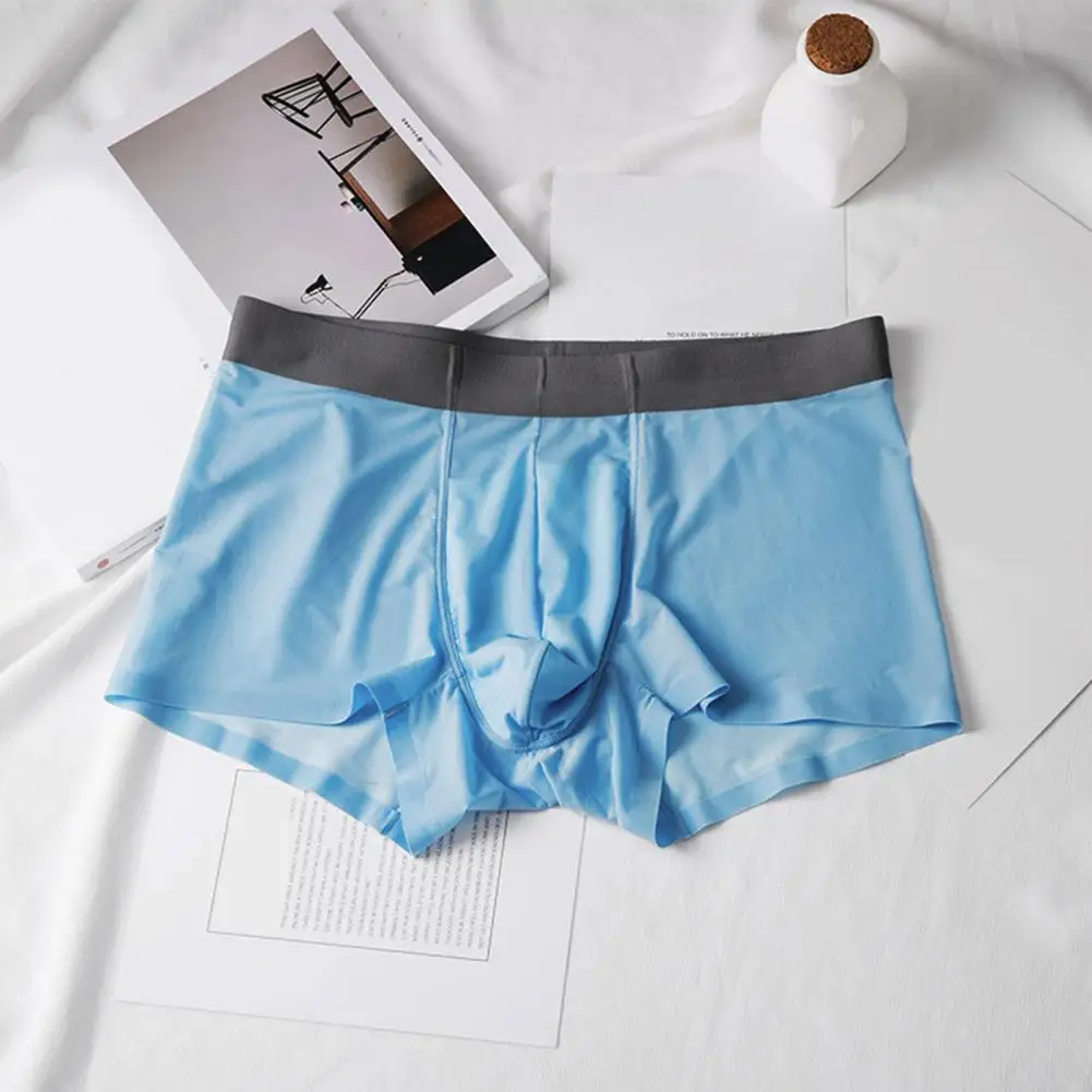 حجم كبير 3XL ملابس داخلية للرجال الرجال سراويل مريحة للتنفس مثير سراويل بوكسر بلون الحرير الجليد سلس سراويل