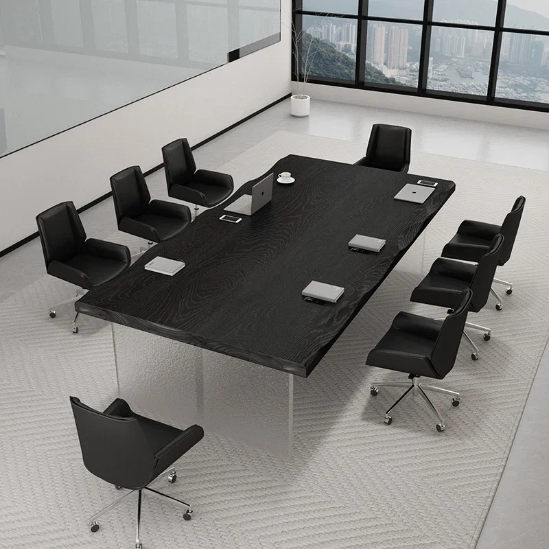 

High-grade solid wood conference table modern simple large board desk, large and small business office table chair combination