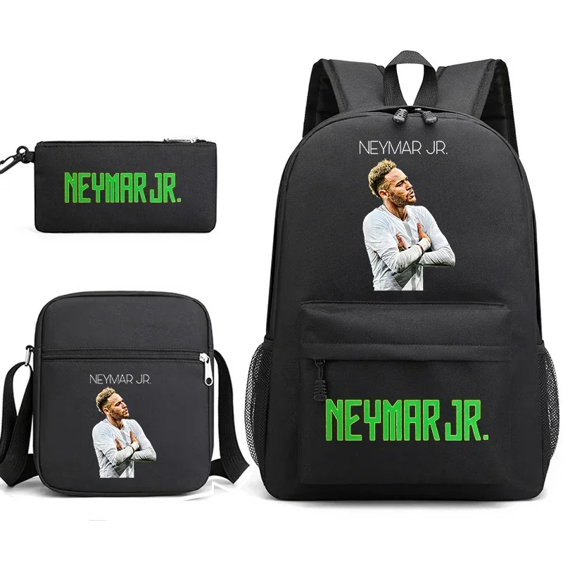 Neymar Avatar Print Student Schoolbag Youth Backpack Shoulder Bag Pencil Case 3-Piece Set B12