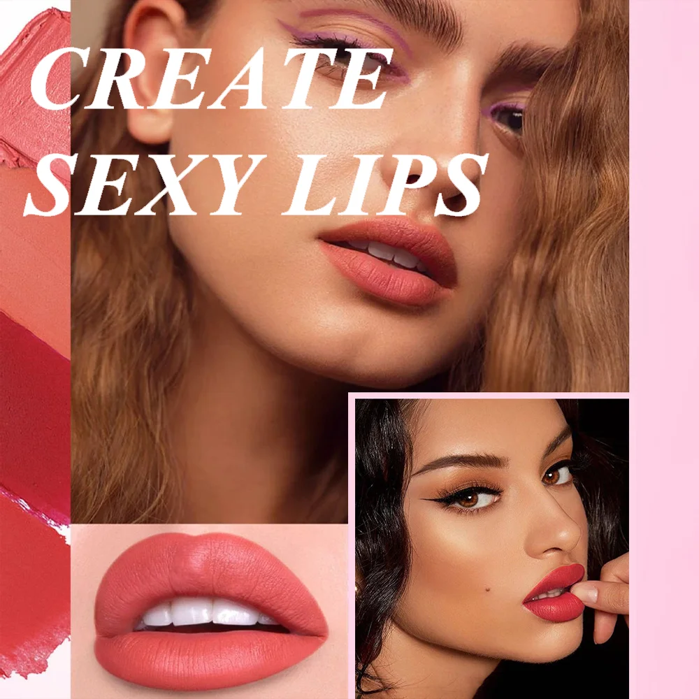6 Farben Goldbarren Rohr Lippenstift matte Textur Perl glanz Glitter Samt Lippenstift Valentinstag Geschenk 6pcs – Detail 2