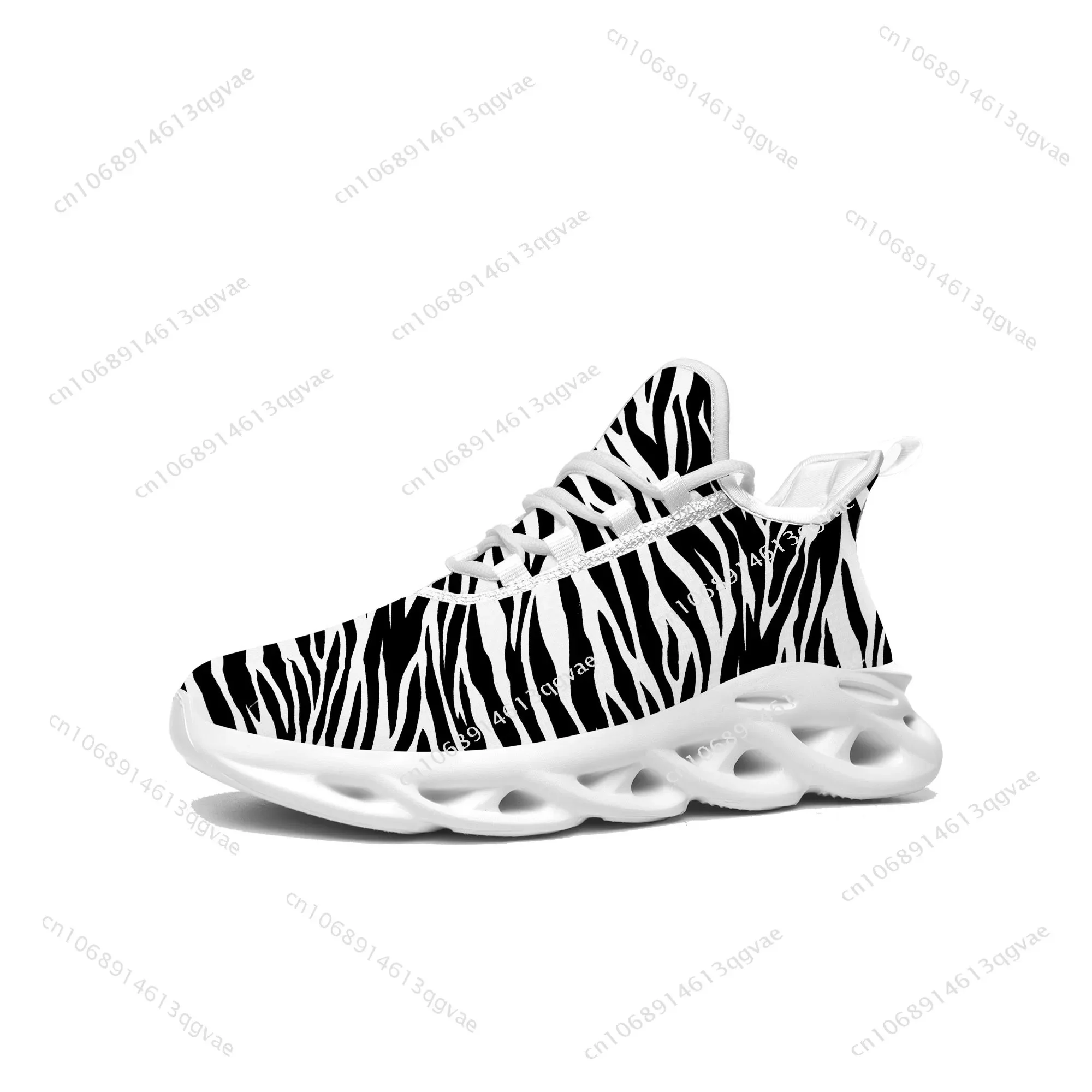 Zebra Print 3D Flats Sneakers Mens Womens Pop Sports Running High Quality Sneaker Lace Up Mesh Footwear Tailor-made Shoe White