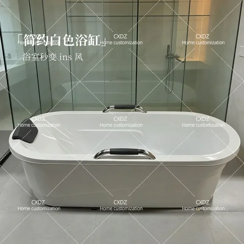 Acrylic Adult Bathtub Independent Freestanding Soaking Tub for Hotel Clubhouse Constant Temperature Installation Free