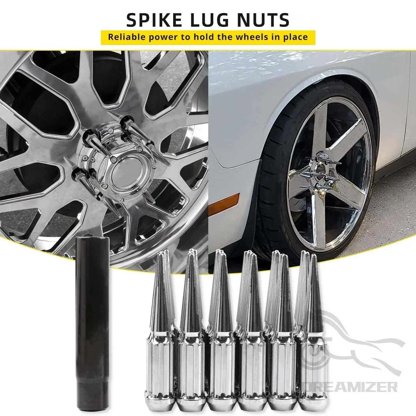 

24 / 32 PCS Wheel Nuts M14X1.5 Racing Composite Nut Longer Nut Steel Lock Wheel Lug Nut Bolt With Spikes For Hummer H2 2002-2009