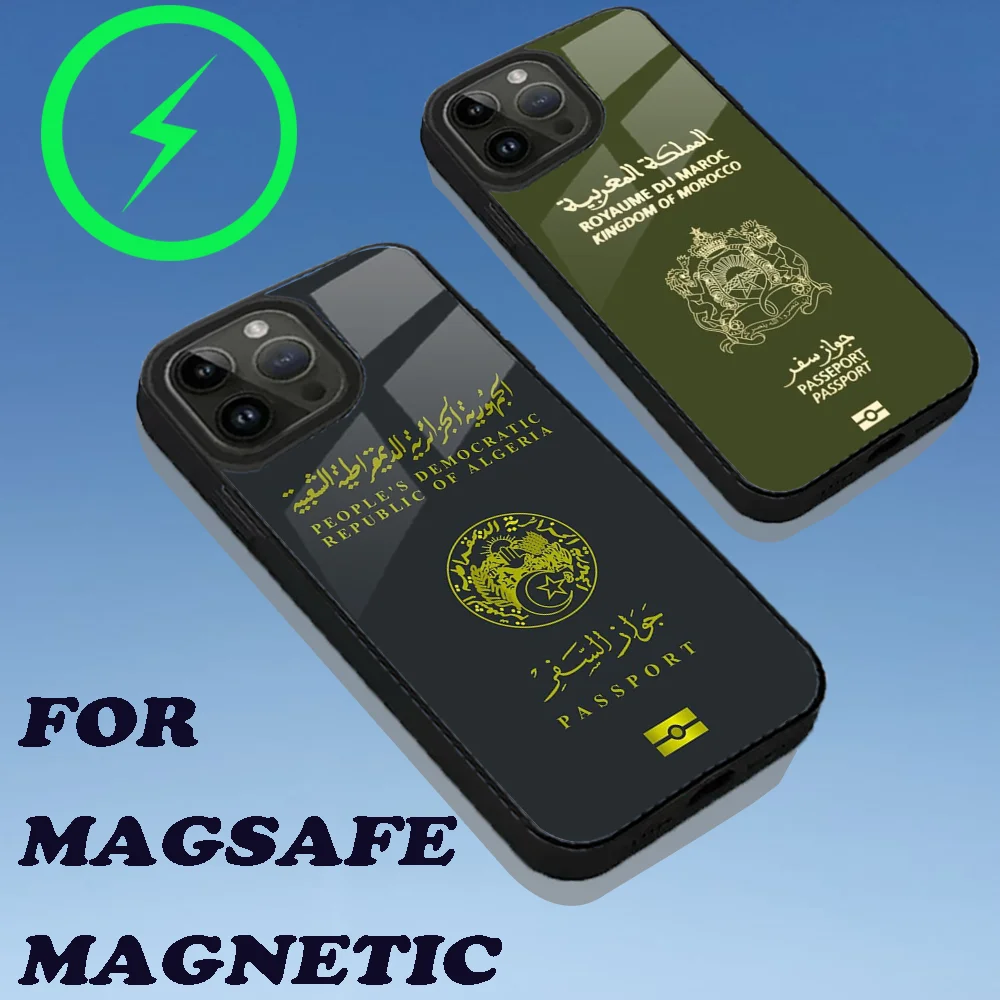 

Algerian Algeria Passport Phone Case For iPhone 16,15,14,13,12,11,Plus,Pro,Max Mini Magsafe Magnetic Wireless Charging