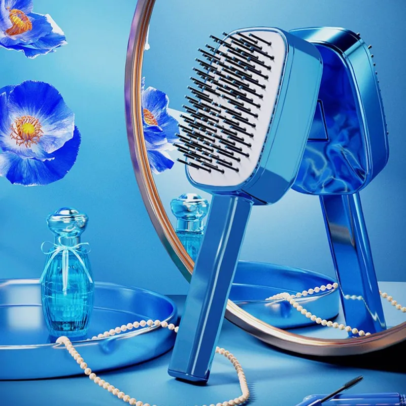 Self Cleaning Hair Brush for Women One-key Cleaning Hair Loss Air Cushion Massage Scalp Combs Wet Dry Airbag Curly Hair Brush