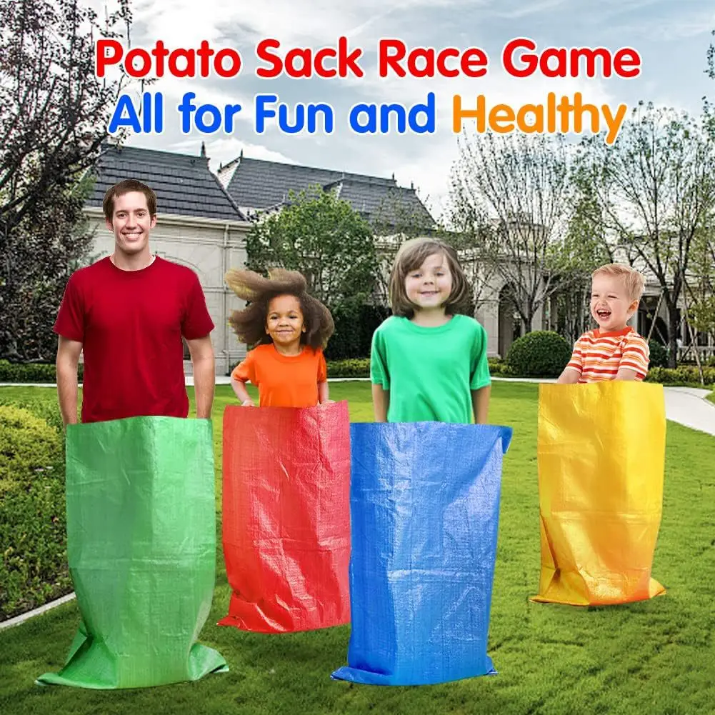 Juego de carreras clásicas para niños: bolsas de saco, bandas de tres patas y huevos y cuchara de madera para entrenamiento de integración sensorial